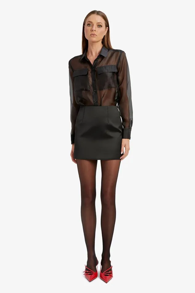 Women Bardot Shirts and Blouses Rebecca Organza Shirt In Black Women Bardot Shirts and Blouses Rebecca Organza Shirt In Black