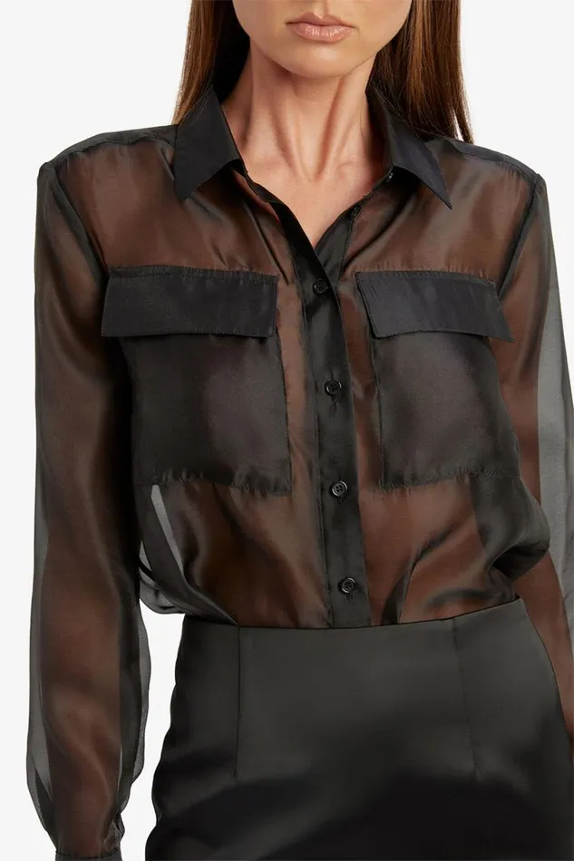 Women Bardot Shirts and Blouses Rebecca Organza Shirt In Black Women Bardot Shirts and Blouses Rebecca Organza Shirt In Black
