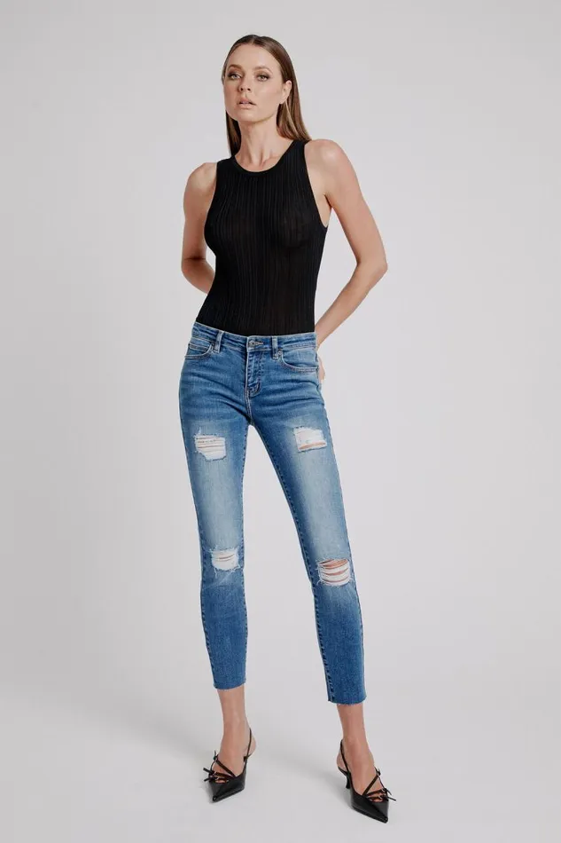 Women Bardot Skinny Jean Kate Trashed Hipster Jeans In Dark Vintage