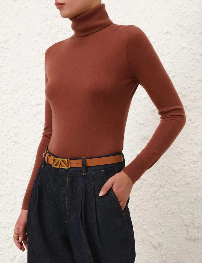 Women Belts Zimmermann Monogram Belt 25 Tan