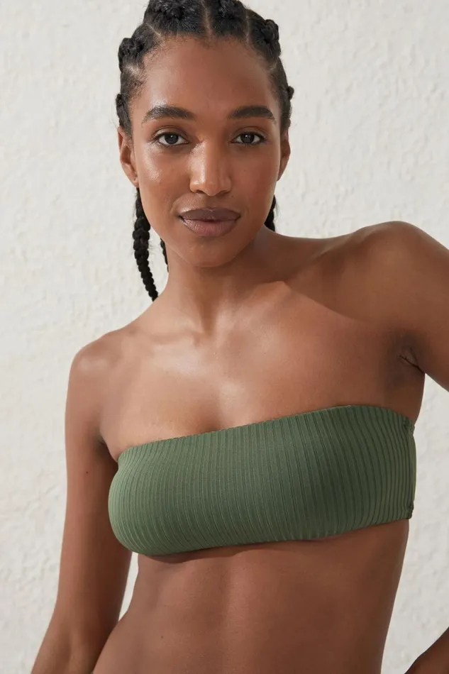 Women Bikinis Cotton On Bandeau Bikini Top Khaki Wide Rib Women Bikinis Cotton On Bandeau Bikini Top Khaki Wide Rib