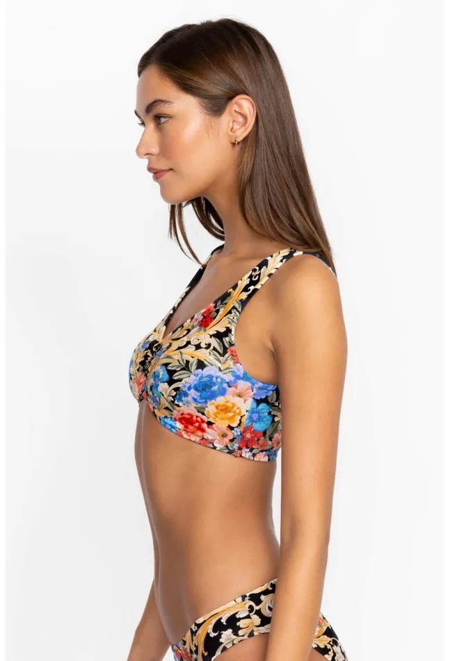 Women Black Royal Ruched Bikini Top Multi Johnny Was Swim and Resort