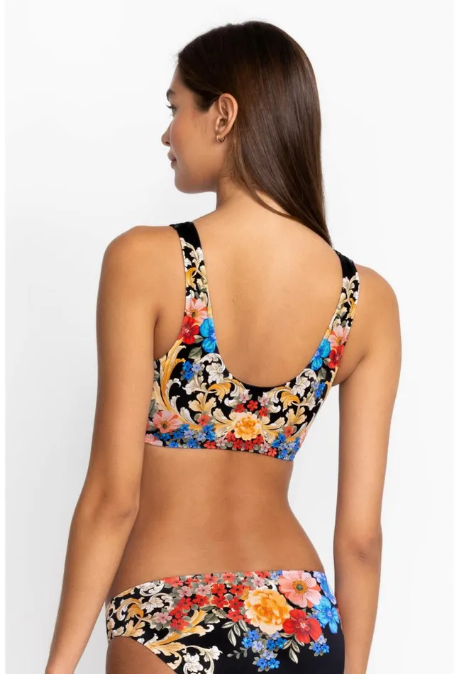 Women Black Royal Ruched Bikini Top Multi Johnny Was Swim and Resort