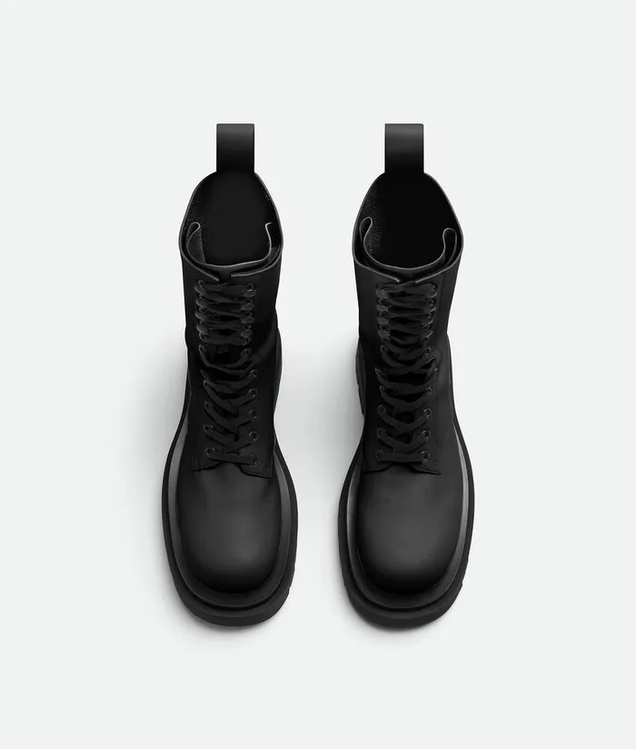 Women Bottega Veneta Boots Lug LaceUp Boot Black