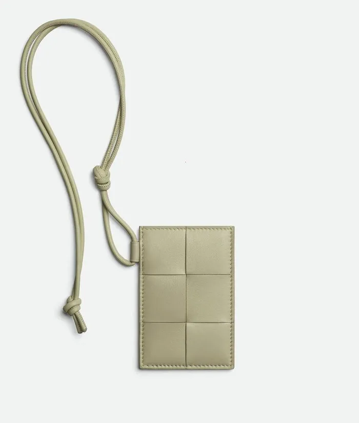 Women Bottega Veneta Card Cases Cassette Badge Holder Travertine