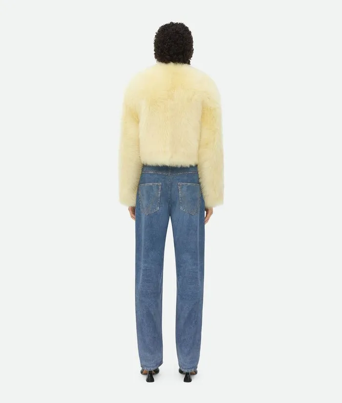 Women Bottega Veneta Coats Toscana Shearling Cropped Blouson Pale Yellow