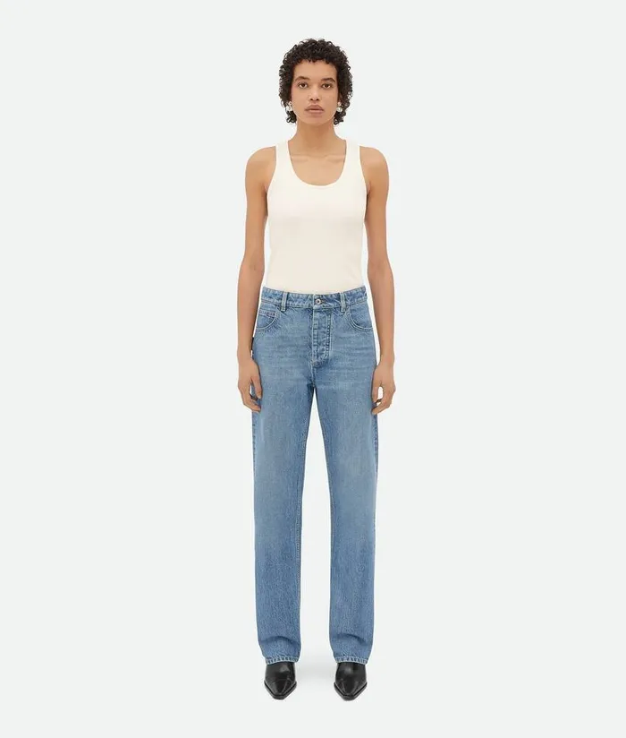 Women Bottega Veneta Denim Vintage Indigo Washed Boyfriend Denim Mid Blue
