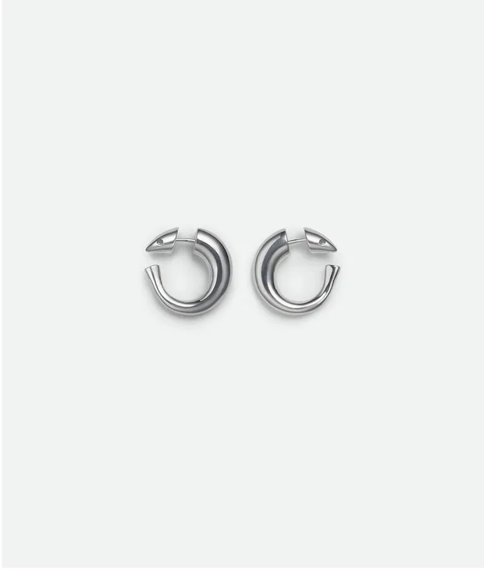 Women Bottega Veneta Earrings Sardine Hoop Earrings Silver