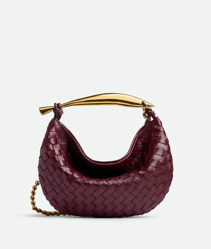 Women Bottega Veneta Handle Sardine Chain Barolo