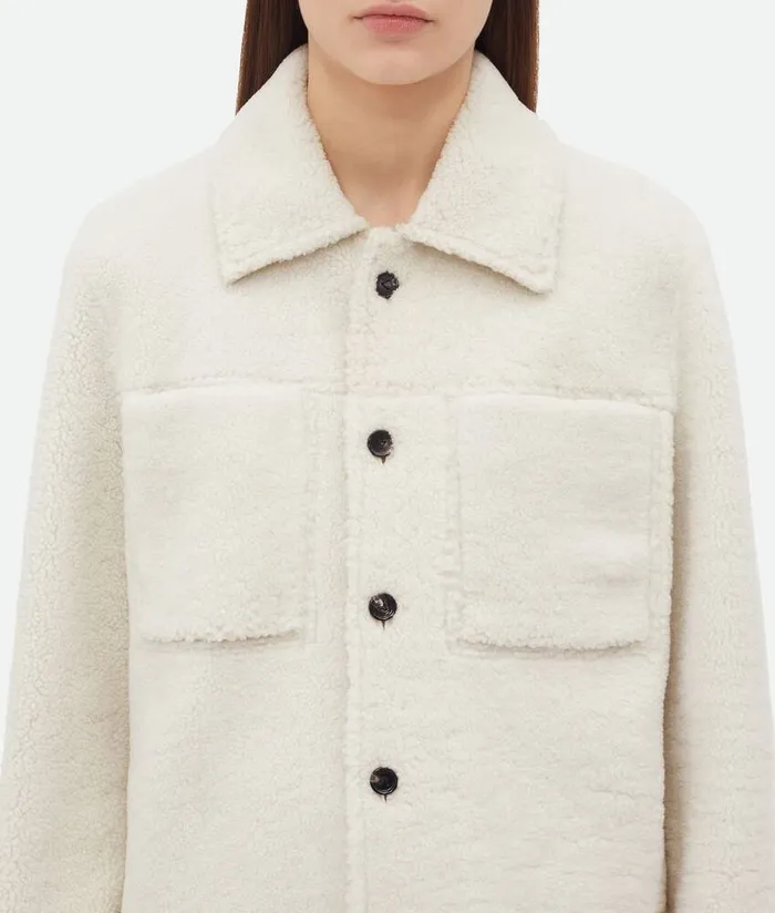 Women Bottega Veneta Jackets Merino Shearling Jacket Popcorn