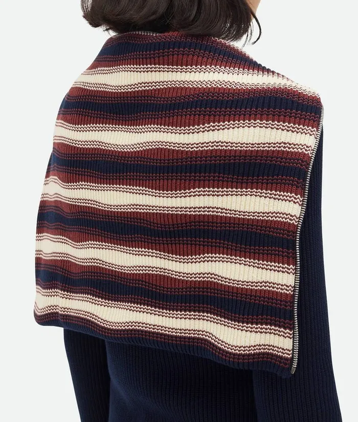 Women Bottega Veneta Knitwear Cotton Striped Cardigan Navyrustchalk
