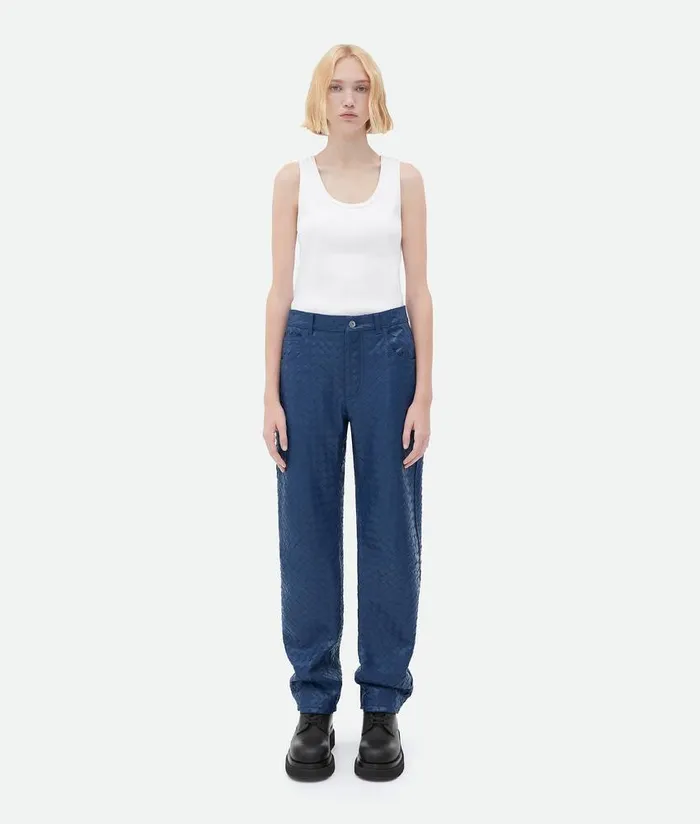 Women Bottega Veneta Leather Intrecciato Leather Pants Cruise