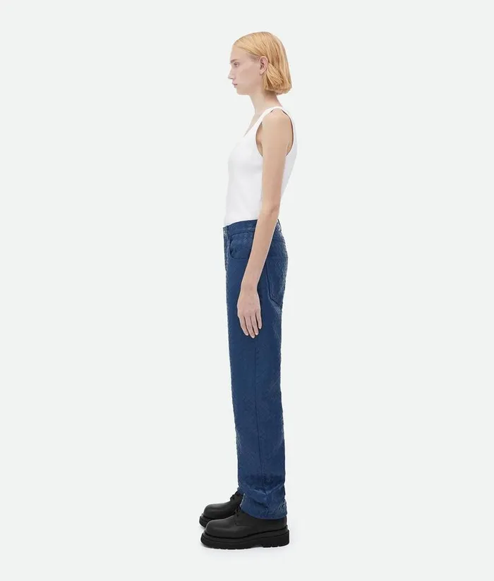 Women Bottega Veneta Leather Intrecciato Leather Pants Cruise
