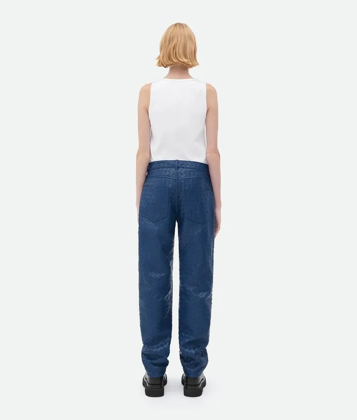 Women Bottega Veneta Leather Intrecciato Leather Pants Cruise