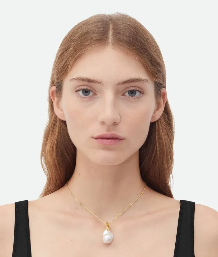 Women Bottega Veneta Necklaces Pearl Pendant White
