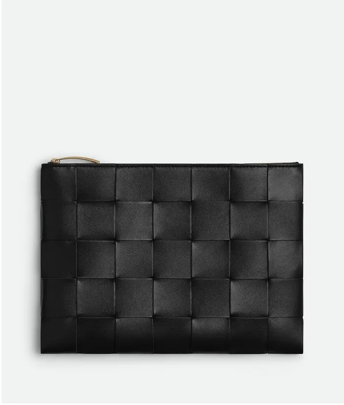 Women Bottega Veneta Pouches Medium Cassette Flat Pouch Black