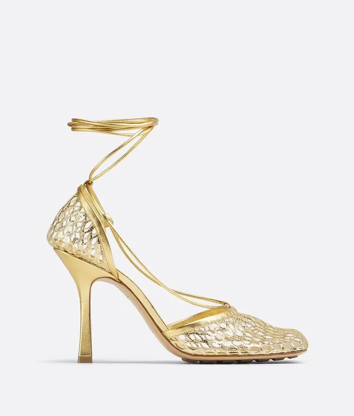 Women Bottega Veneta Sandals Stretch LaceUp Sandal Gold