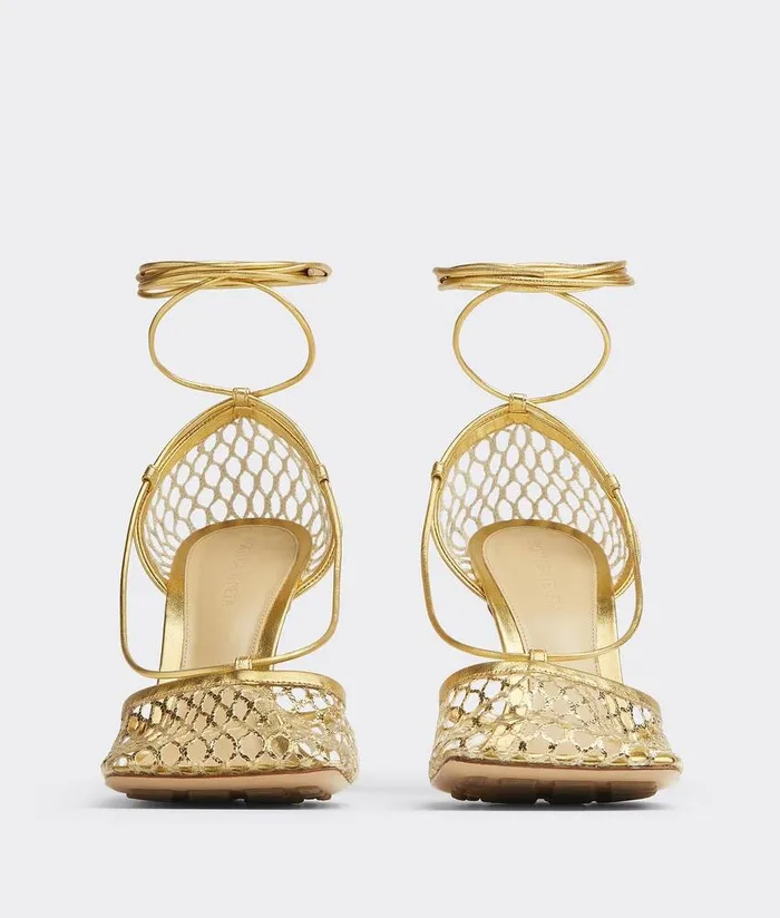 Women Bottega Veneta Sandals Stretch LaceUp Sandal Gold