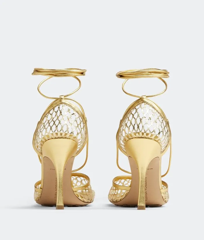 Women Bottega Veneta Sandals Stretch LaceUp Sandal Gold