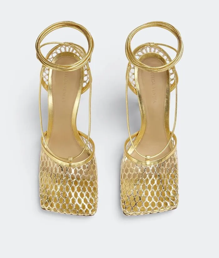 Women Bottega Veneta Sandals Stretch LaceUp Sandal Gold