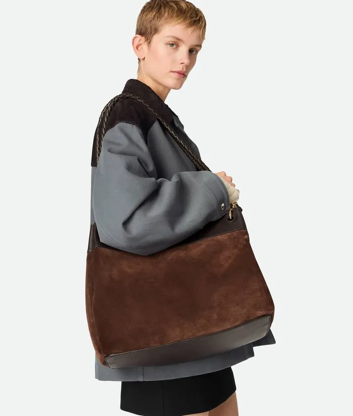 Women Bottega Veneta Shopper Maxi Parachute Brownfondant
