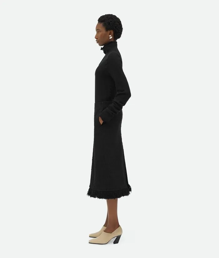 Women Bottega Veneta Skirts Light Cotton Tweed Skirt Black