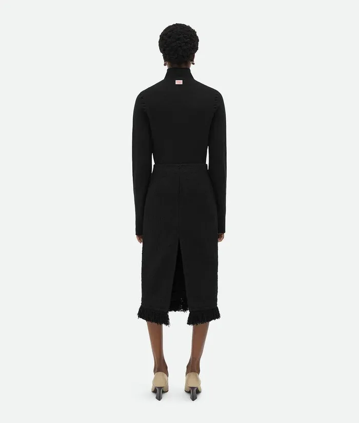 Women Bottega Veneta Skirts Light Cotton Tweed Skirt Black