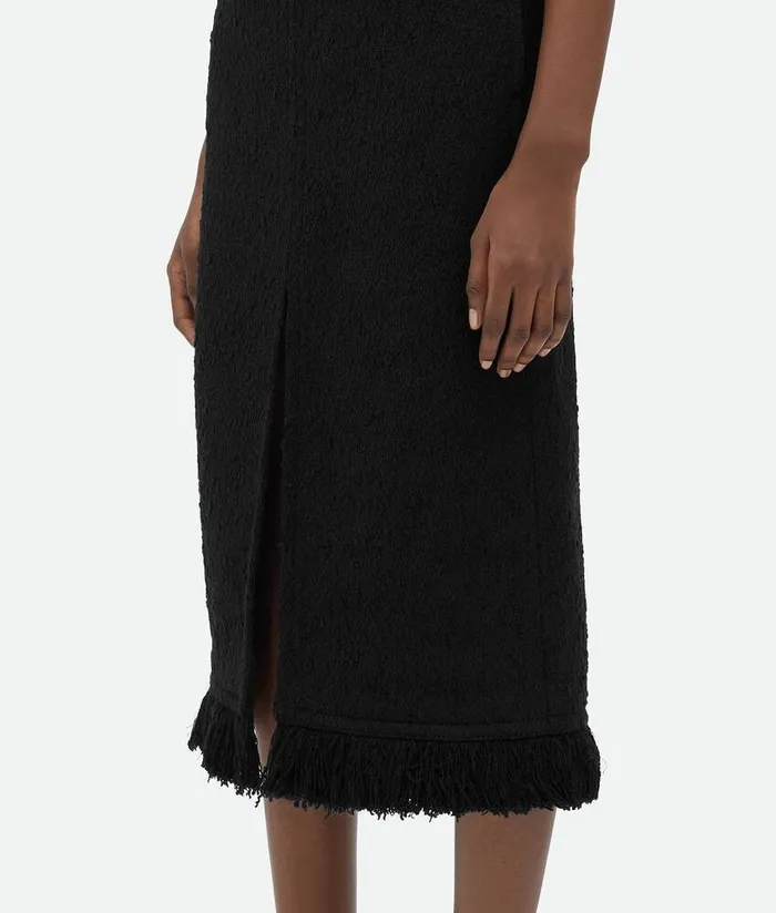 Women Bottega Veneta Skirts Light Cotton Tweed Skirt Black