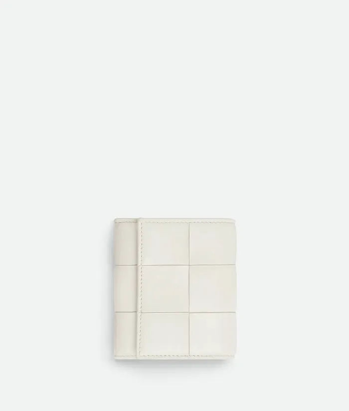 Women Bottega Veneta Small Wallets Small Cassette TriFold Zip Wallet White