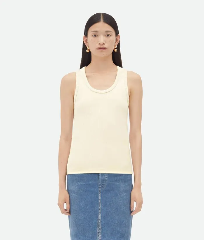 Women Bottega Veneta Tops And TShirts Cotton Rib Tank Top With Label Soap