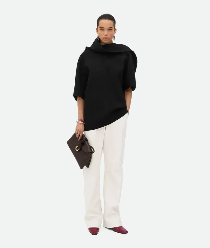 Women Bottega Veneta Tops And TShirts Wool Crepe Top Black