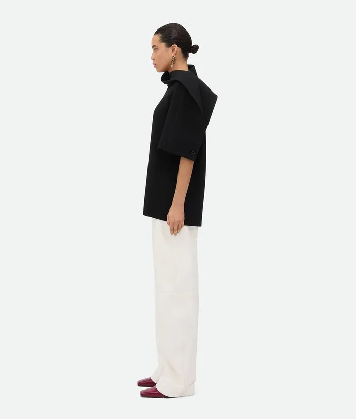 Women Bottega Veneta Tops And TShirts Wool Crepe Top Black