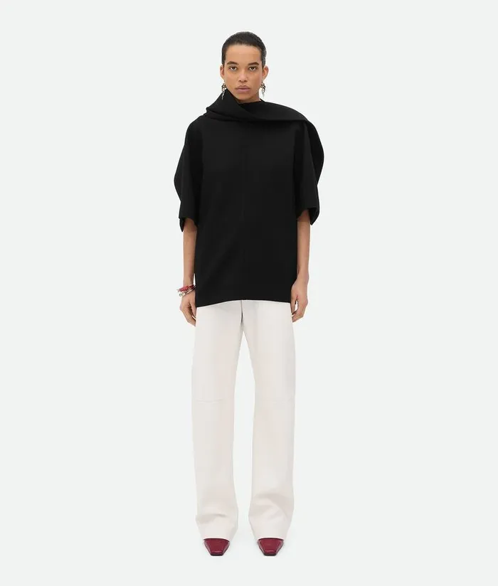 Women Bottega Veneta Tops And TShirts Wool Crepe Top Black
