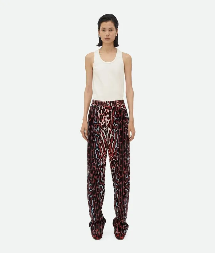 Women Bottega Veneta Trousers And Shorts Leopard Print Shearling Trousers Blackpale Bluechil Women Bottega Veneta Trousers And Shorts Leopard Print Shearling Trousers Blackpale Bluechil