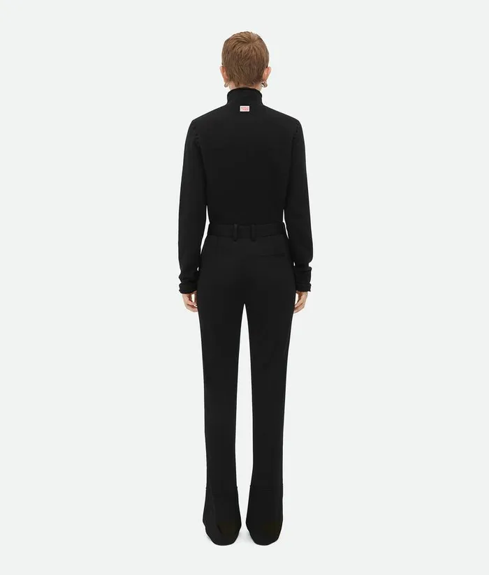 Women Bottega Veneta Trousers And Shorts Matt Viscose Jersey Flared Trousers Black