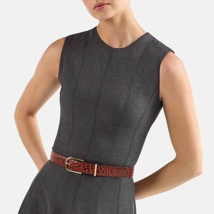 Women Brahmin Belts Medium Leather Gold Buckle Belt Carnation Classic Croc Women Brahmin Belts Medium Leather Gold Buckle Belt Carnation Classic Croc