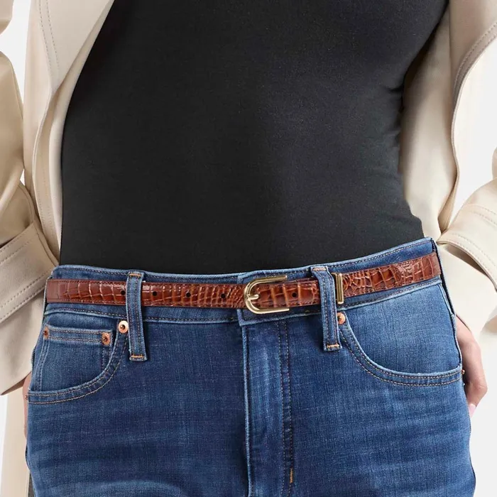Women Brahmin Belts Skinny Leather Gold Buckle Belt Grey Classic Snake Women Brahmin Belts Skinny Leather Gold Buckle Belt Grey Classic Snake