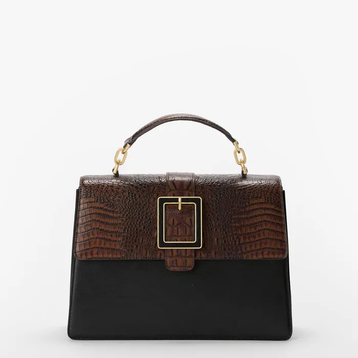 Women Brahmin Satchels Hallie Black Tuscan Women Brahmin Satchels Hallie Black Tuscan