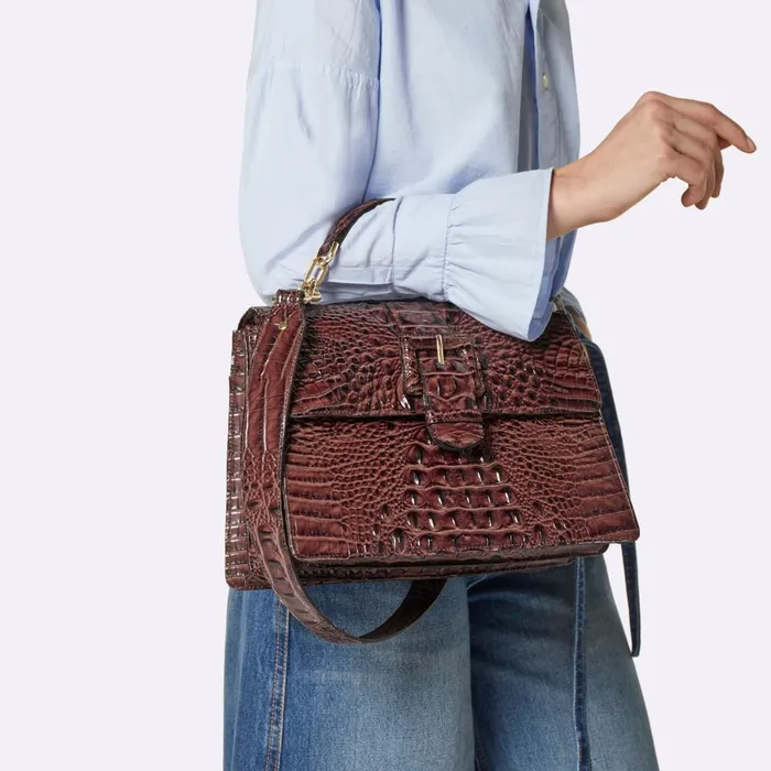 Women Brahmin Satchels Hallie Black Tuscan Women Brahmin Satchels Hallie Black Tuscan