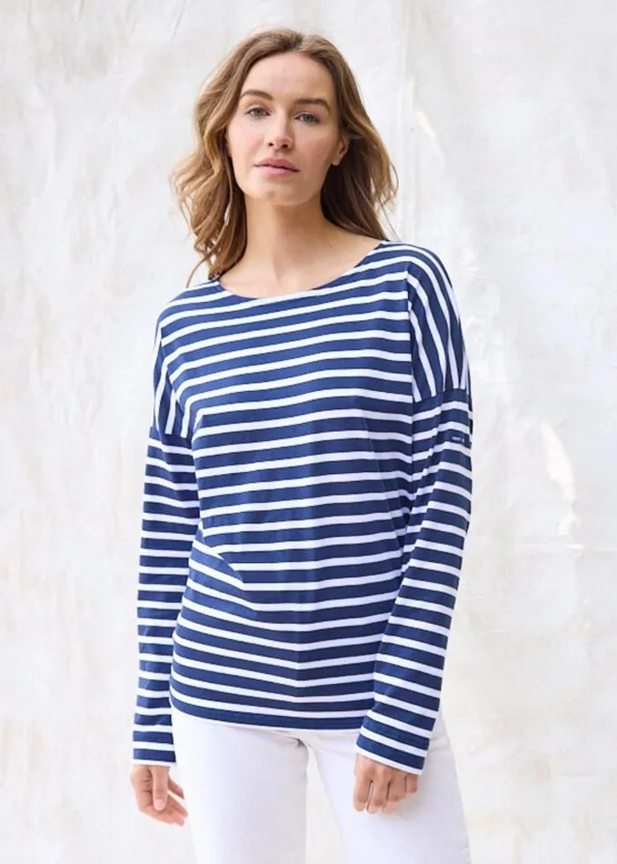 Women Breton Striped Shirts Saint James MINQUIERS DROP II Navy White