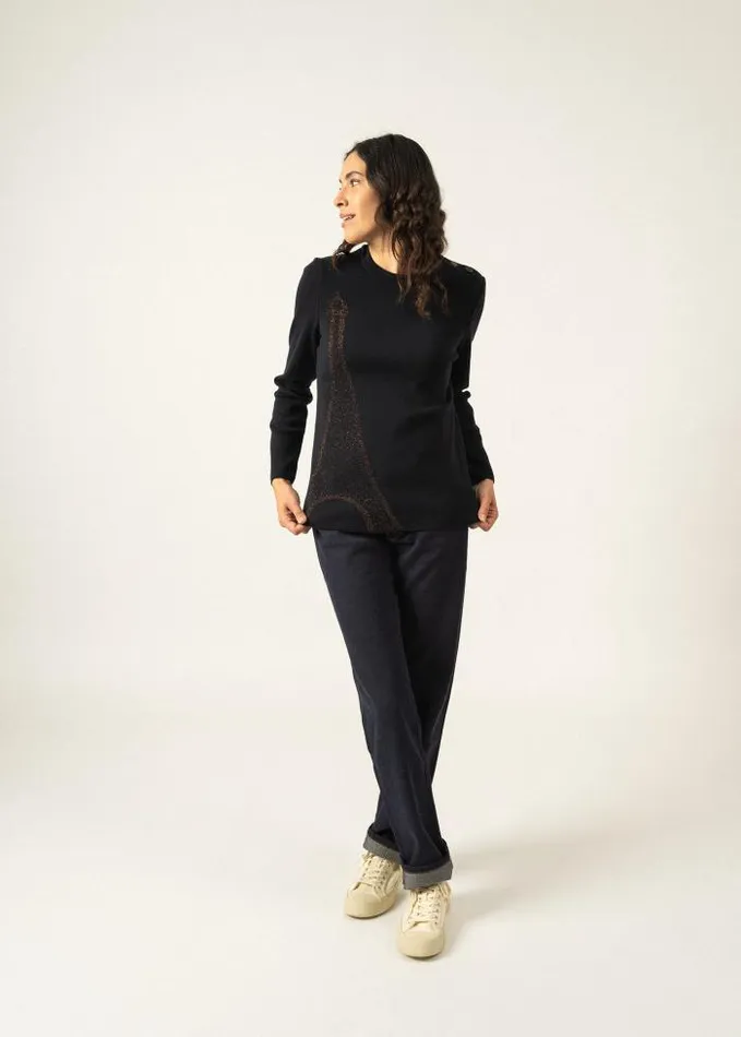 Women Breton Sweaters Saint James BREGANCON EIFFEL Navy Bronze