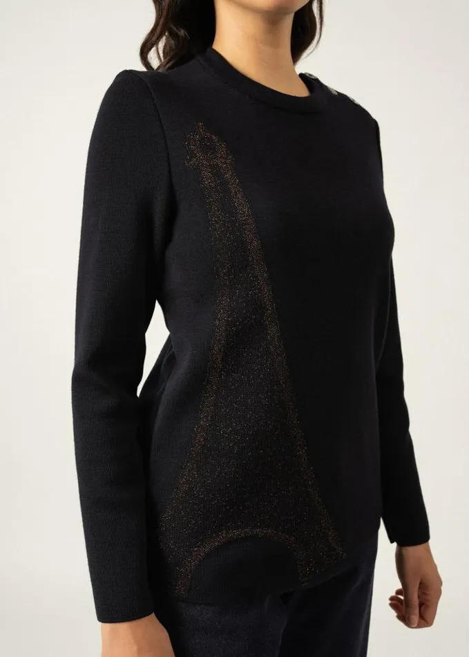 Women Breton Sweaters Saint James BREGANCON EIFFEL Navy Bronze