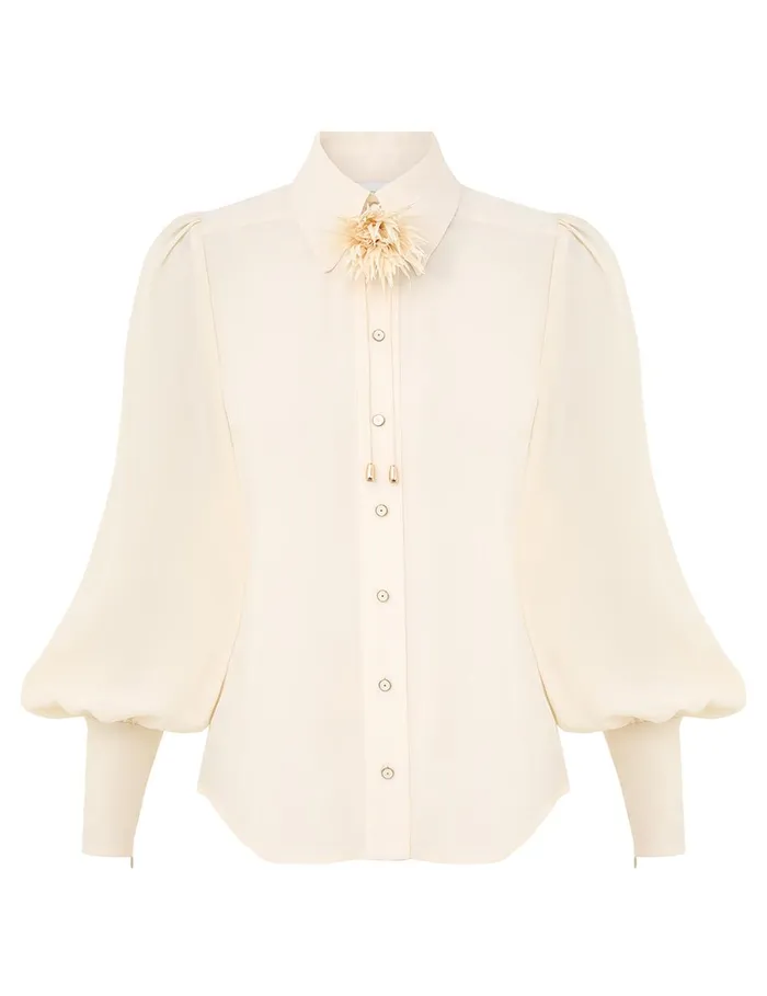 Women Clothing Zimmermann Blouson Shirt Cream