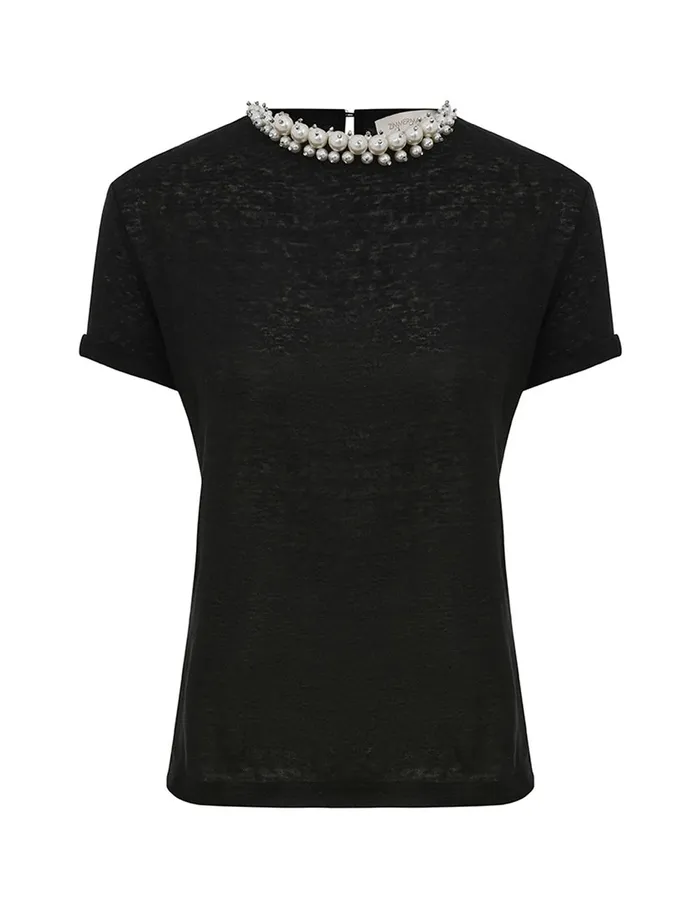 Women Clothing Zimmermann Crush Embellished Tee Black
