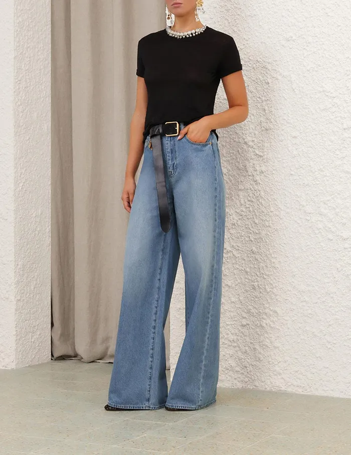 Women Clothing Zimmermann Crush Embellished Tee Black