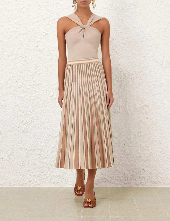Women Clothing Zimmermann Crush Metallic Stripe Skirt Multi
