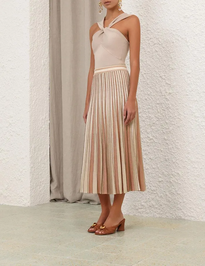 Women Clothing Zimmermann Crush Metallic Stripe Skirt Multi