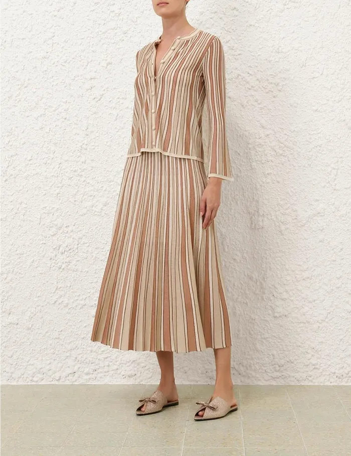 Women Clothing Zimmermann Crush Metallic Stripe Skirt Multi