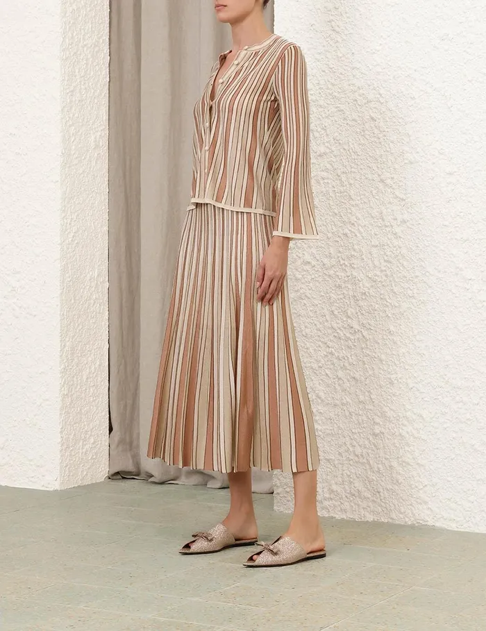 Women Clothing Zimmermann Crush Metallic Stripe Skirt Multi