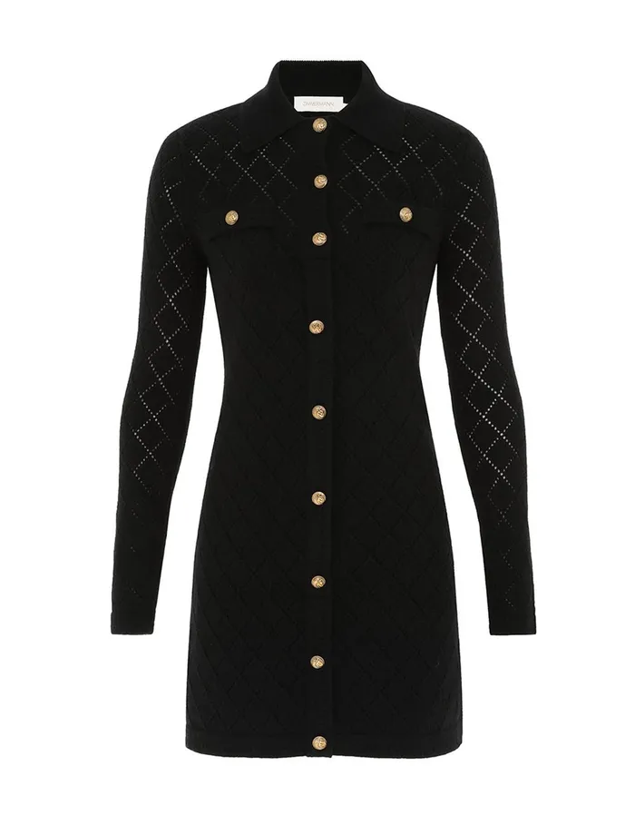 Women Clothing Zimmermann Illustration Pointelle Mini Black